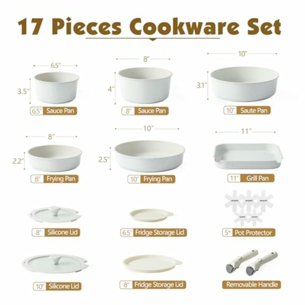SENSARTE 17 Piece Pots and Pans Set