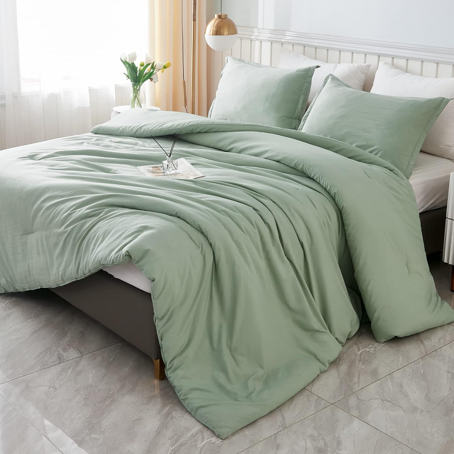 Discover the Comfort: Litanika Sage Green Comforter Set Review 1 Product Image