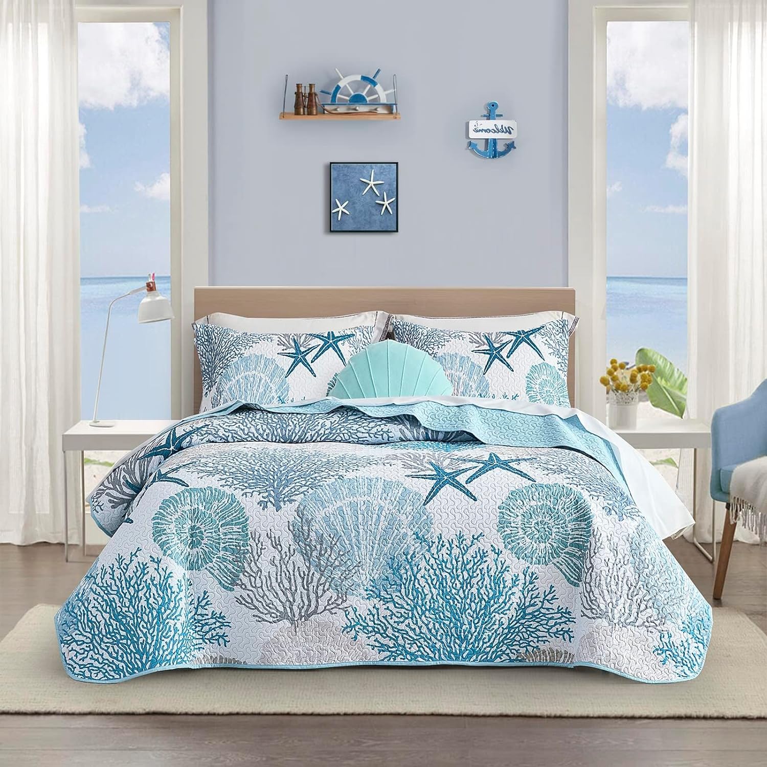 Explore the Tritard 3 Piece Coastal Quilt Set for a Blissful Summer Retreat 1 Product Image