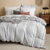 Enhance Your Bedroom with the Bedsure Reversible Striped Duvet Cover Set