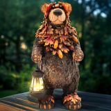 Illuminate Your Garden with the Solar Garden Statue Bear Figurine