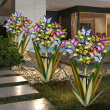 Illuminate Your Garden with Solar Metal Agave Butterfly Flower Stick Garden Sculpture